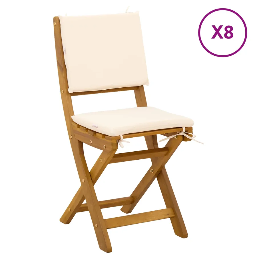 Chaises de bistrot d'extérieur avec coussin 8 pcs Crème blanc - 2