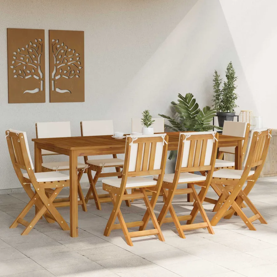 Chaises de bistrot d'extérieur avec coussin 8 pcs Crème blanc - 3