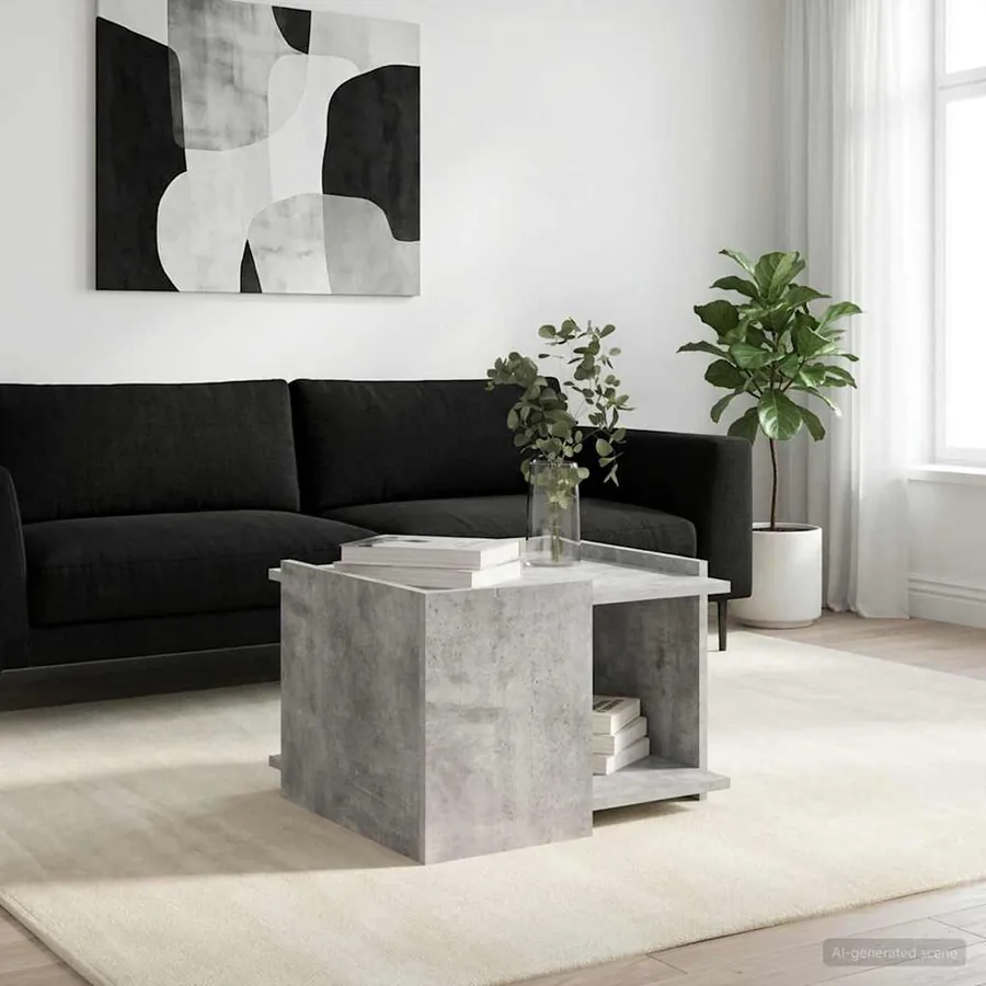 Table basse Gris béton 50,5 x 50 x 33 cm Bois d'ingénierie