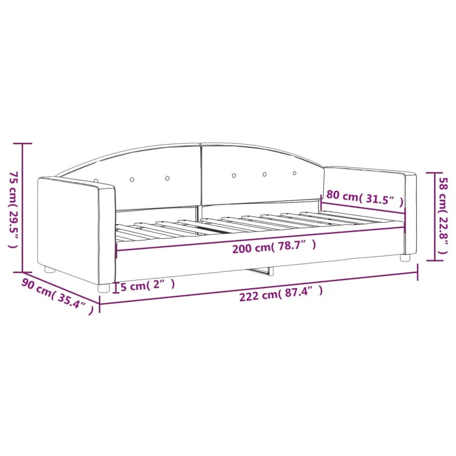 Lit de repos sans matelas noir 80x200 cm velours - 8