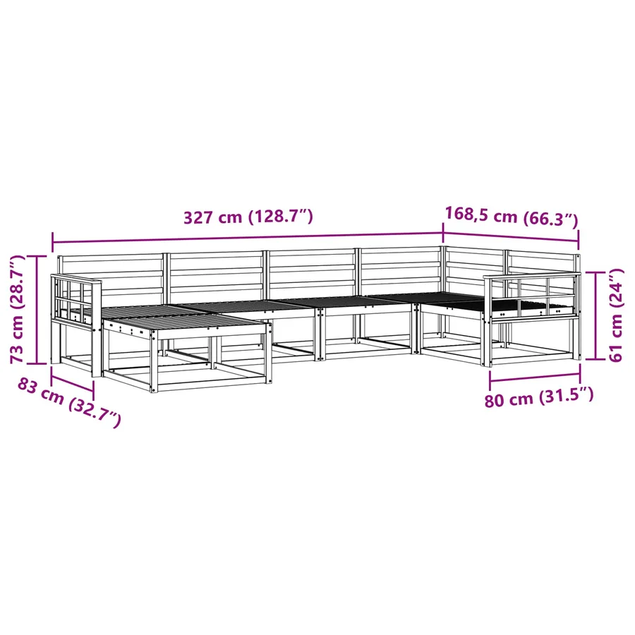 Ensemble de canapés d'extérieur 6 pcs Naturel - 9
