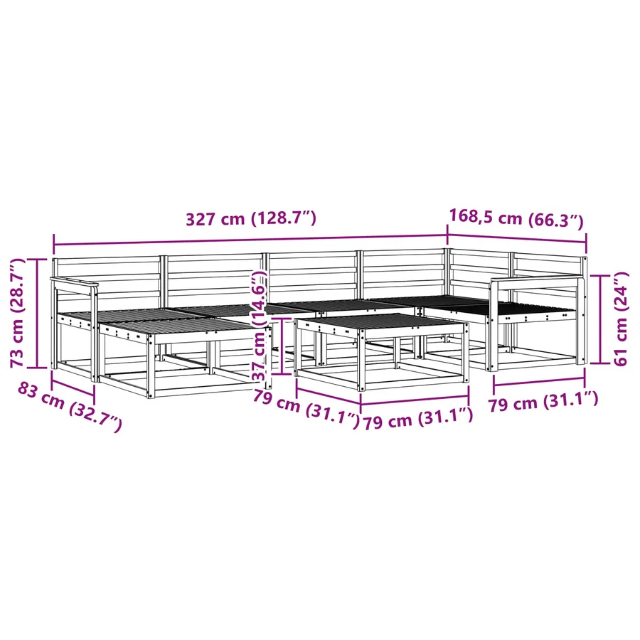 Ensemble de canapés d'extérieur 7 pcs Naturel - 11