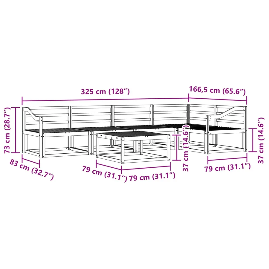 Ensemble de canapés d'extérieur 6 pcs Naturel - 10