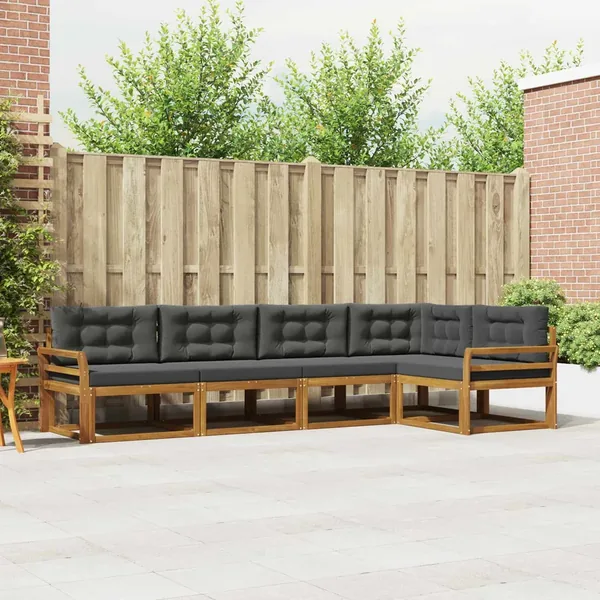Ensemble de canapés d'extérieur 5 pcs Naturel et Anthracite