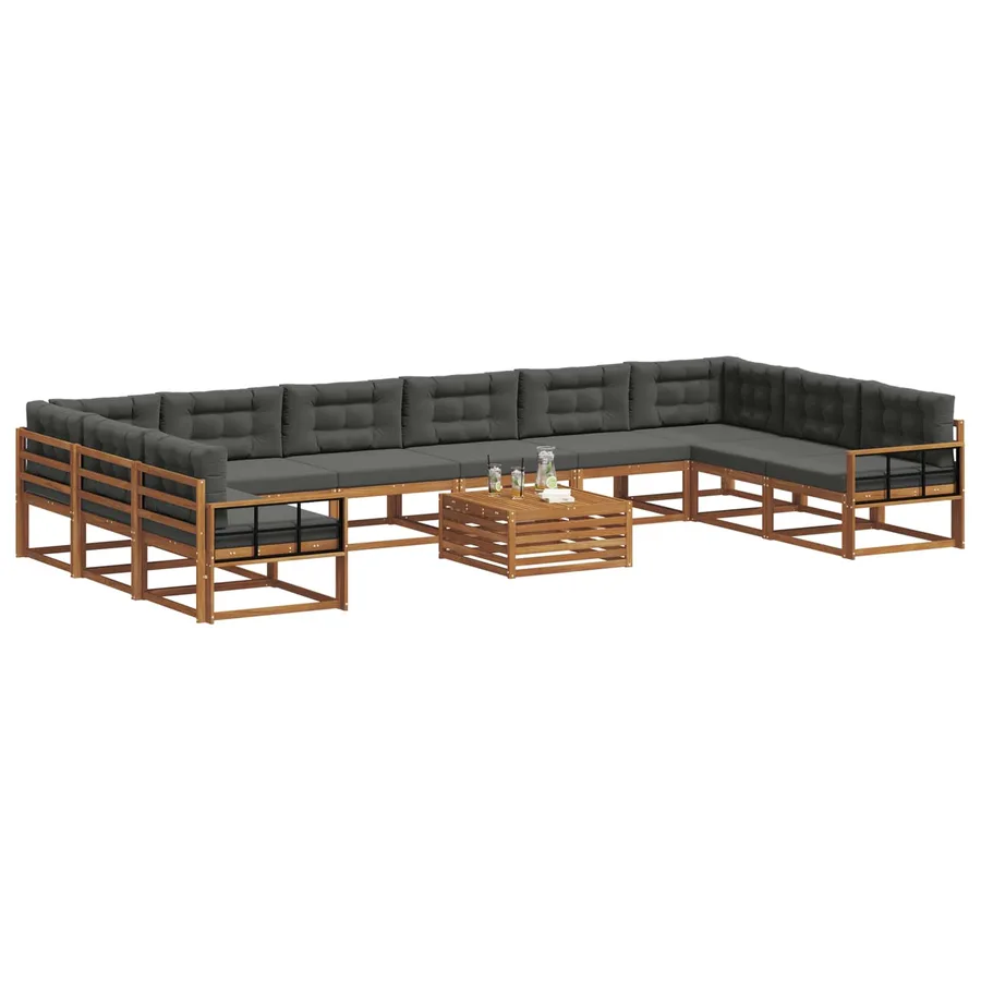 Ensemble de canapés d'extérieur 11 pcs Naturel et Anthracite - 3