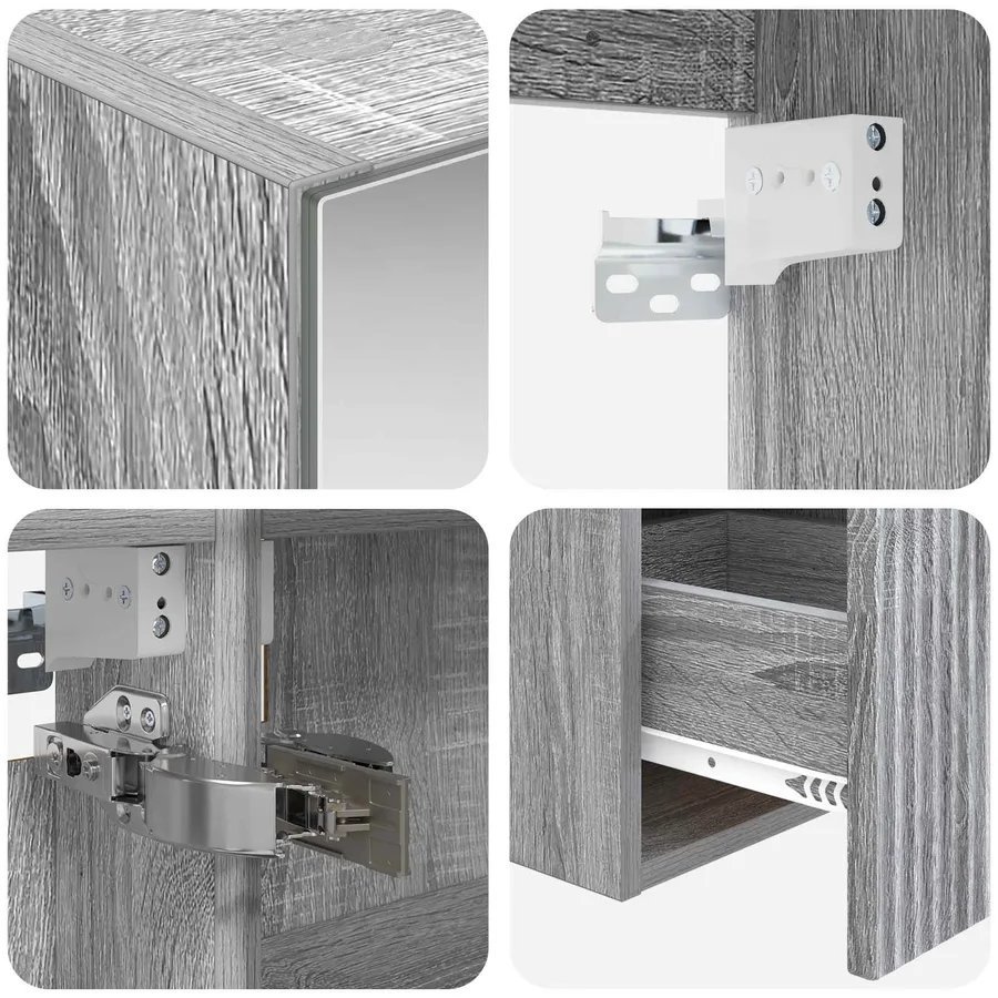 Ensemble d'armoire de salle de bain 5 pcs Sonoma gris - 9