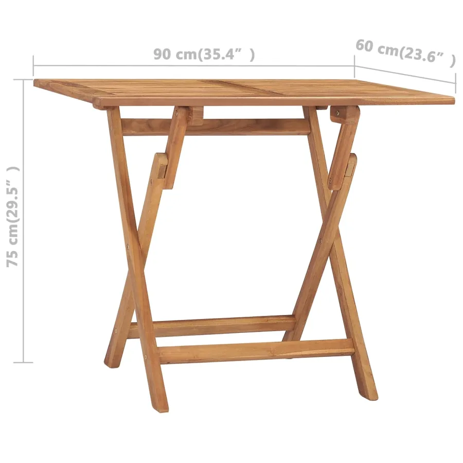 Table à dîner pliable de jardin 90x60x75 cm Bois de teck solide - 7