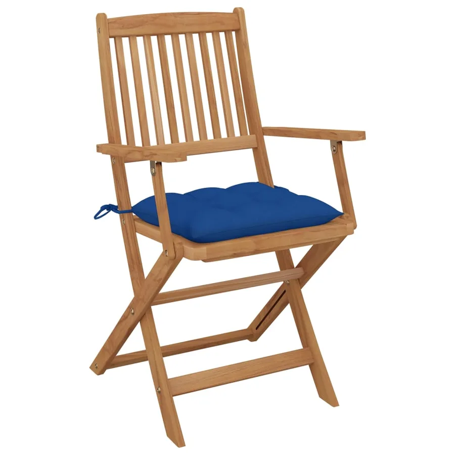 Chaises pliables de jardin lot de 8 avec coussins Bois d'acacia - 3