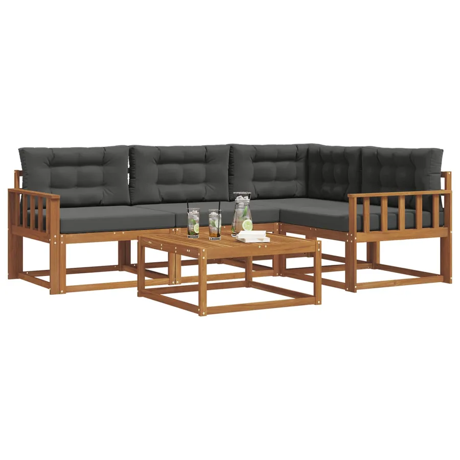 Ensemble de canapés d'extérieur 5 pcs Naturel et Anthracite - 3
