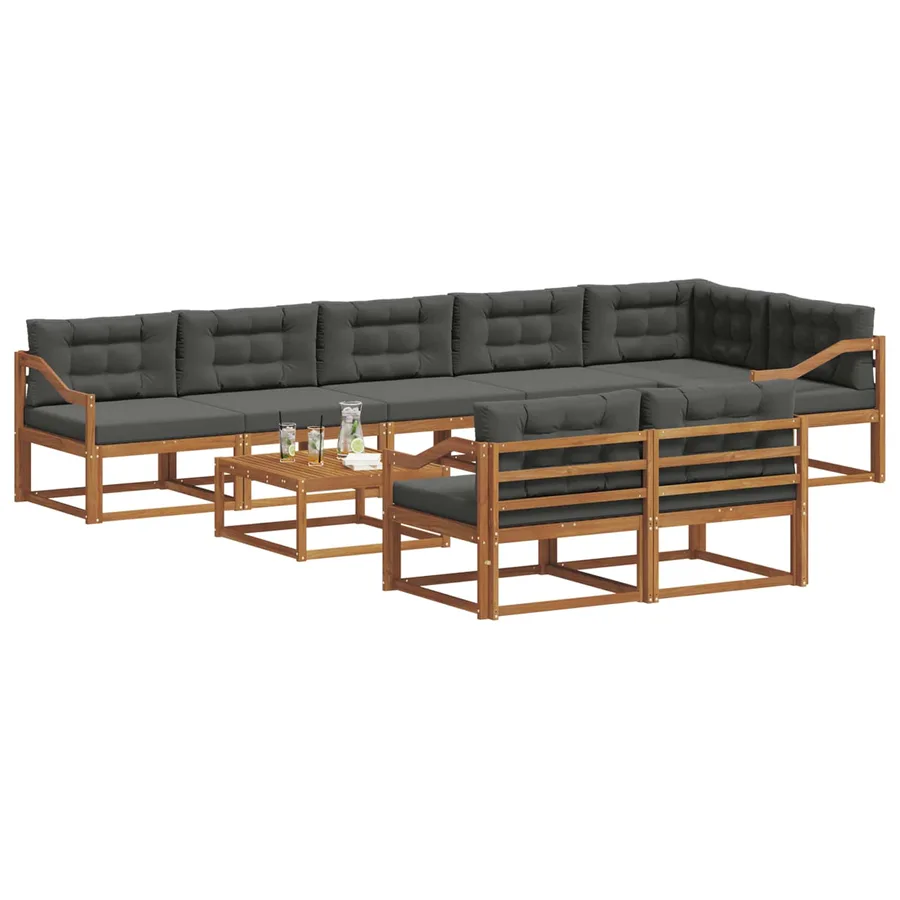Ensemble de canapés d'extérieur 9 pcs Naturel et Anthracite - 3