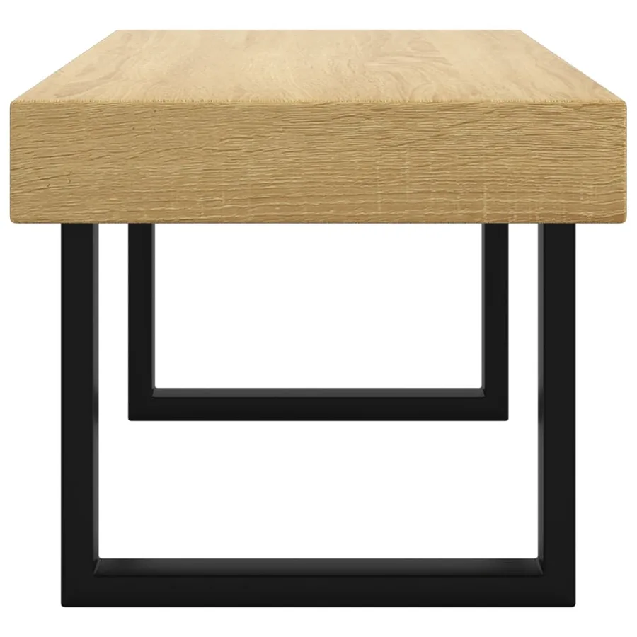 Table basse Marron clair et noir 90x45x40 cm MDF et fer - 4