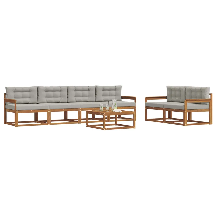 Ensemble de canapés d'extérieur 7 pcs Gris Naturel et Clair - 3