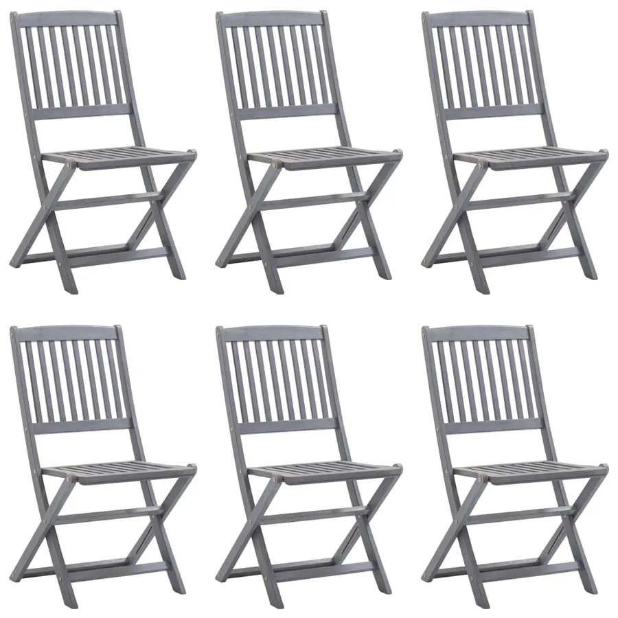 Chaises pliables d'extérieur lot de 6 et coussins Bois d'acacia - 3