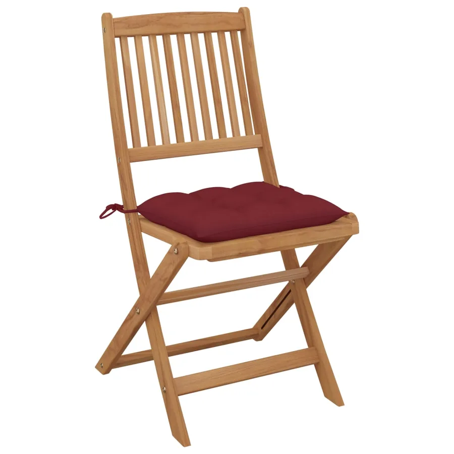 Chaises pliables de jardin lot de 6 avec coussins Bois d'acacia - 3