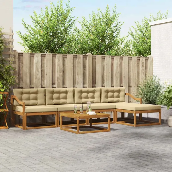 Ensemble de canapés d'extérieur 6 pcs Naturel et Beige