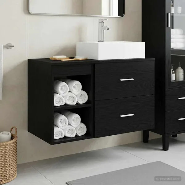 Ensemble de mobilier de salle de bain 2 pcs Chêne noir