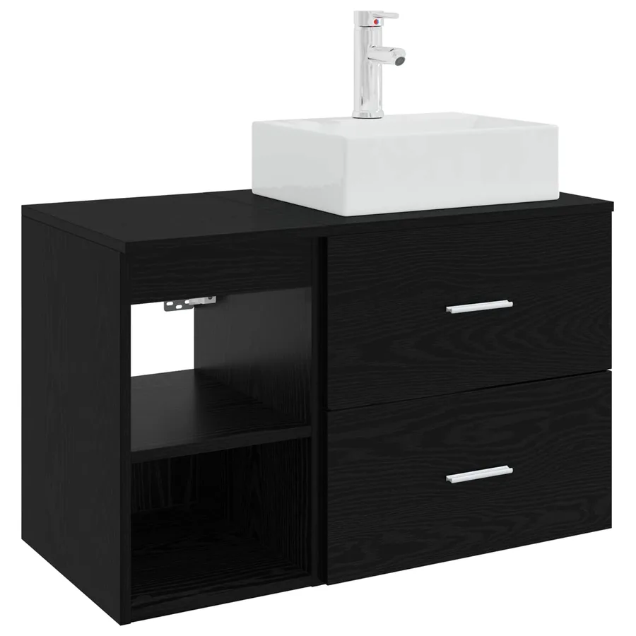 Ensemble de mobilier de salle de bain 2 pcs Chêne noir - 2
