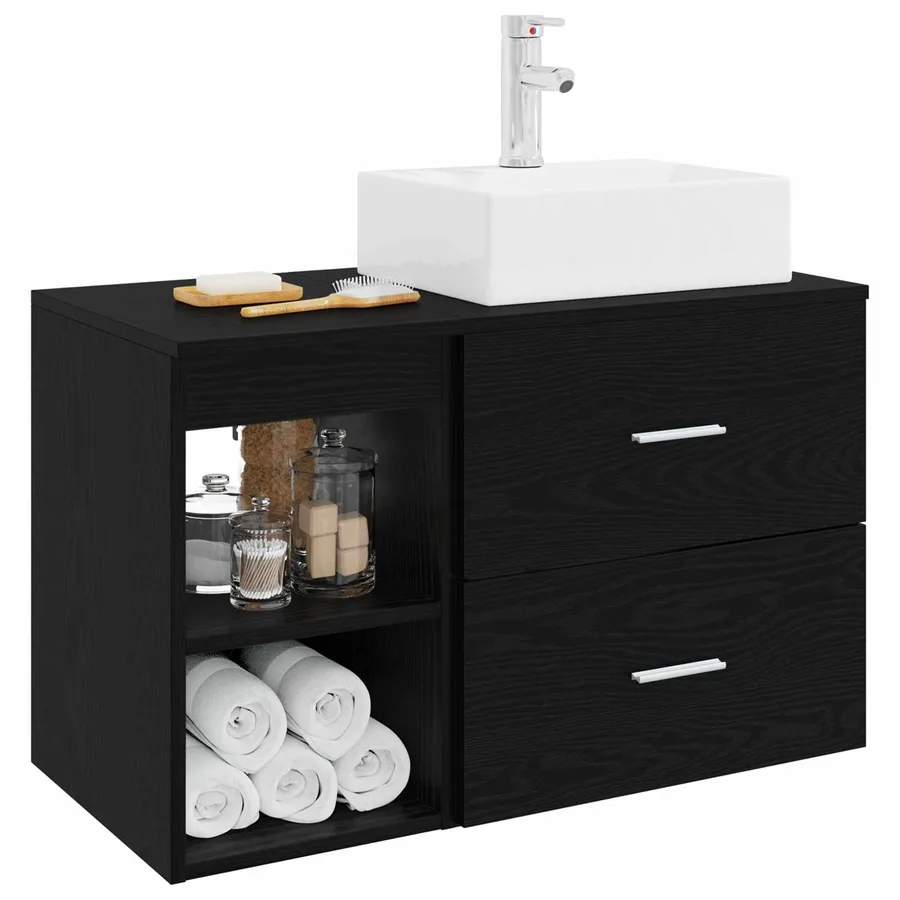 Ensemble de mobilier de salle de bain 2 pcs Chêne noir - 3