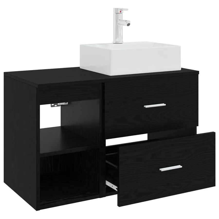 Ensemble de mobilier de salle de bain 2 pcs Chêne noir - 4