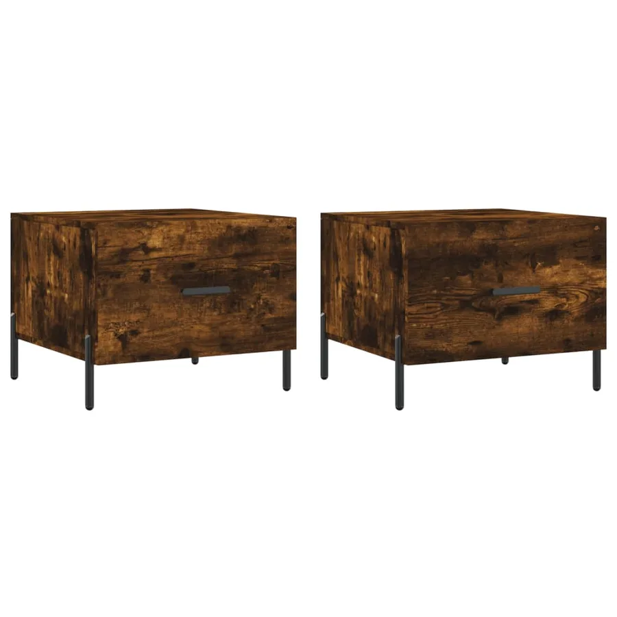 Tables basses 2 pcs chêne fumé 50x50x40 cm bois d'ingénierie - 2