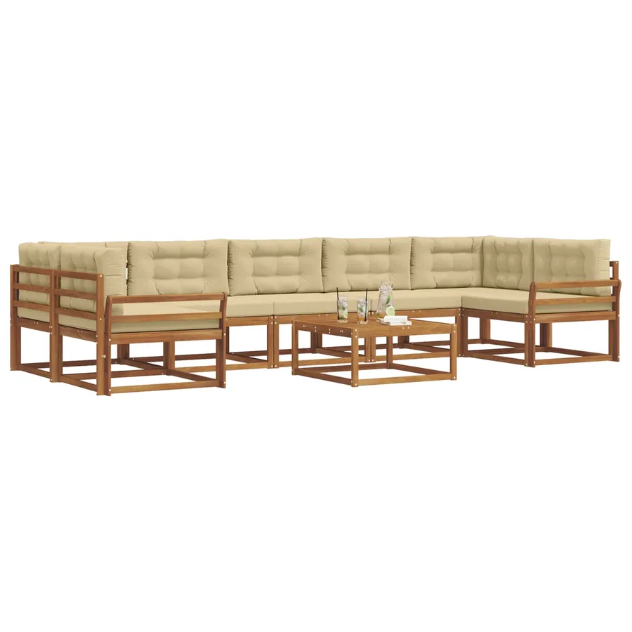 Ensemble de canapés d'extérieur 8 pcs Naturel et Beige - 3
