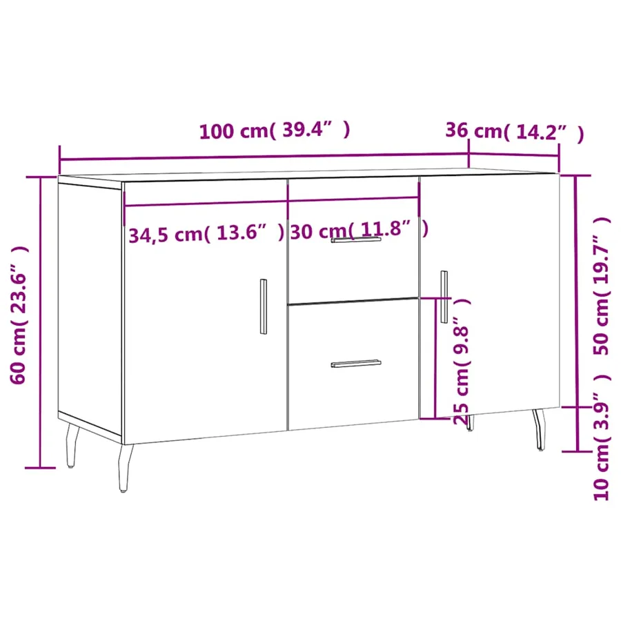 Buffet blanc 100x36x60 cm bois d'ingénierie - 13