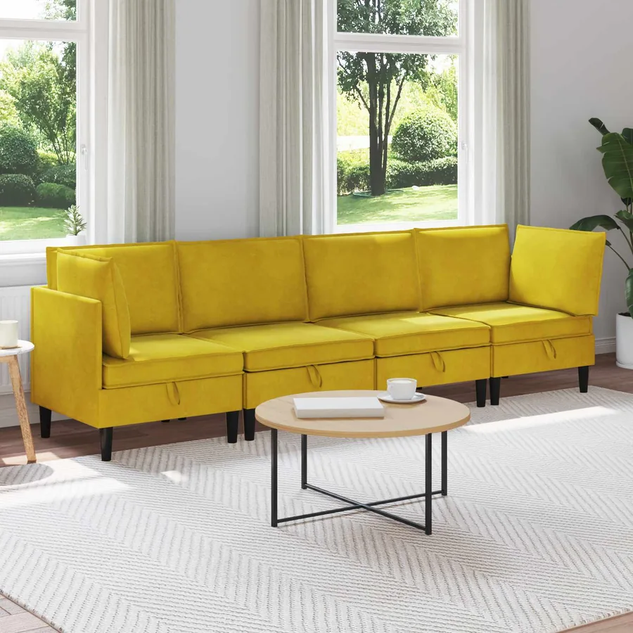 Ensemble de meubles pour le salon 4 pcs Jaune Velours