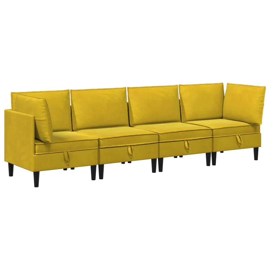 Ensemble de meubles pour le salon 4 pcs Jaune Velours - 2