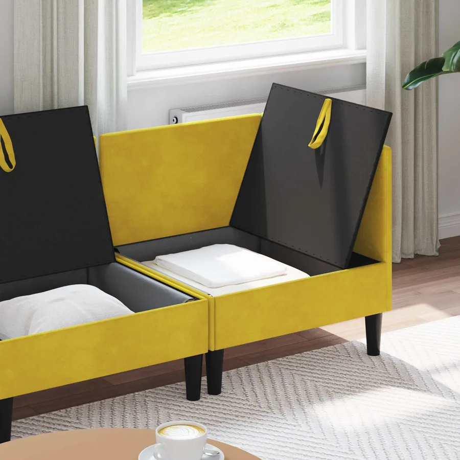 Ensemble de meubles pour le salon 4 pcs Jaune Velours - 3