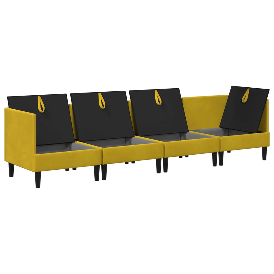 Ensemble de meubles pour le salon 4 pcs Jaune Velours - 4