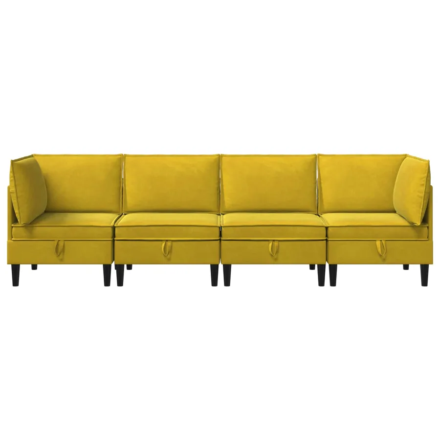 Ensemble de meubles pour le salon 4 pcs Jaune Velours - 7