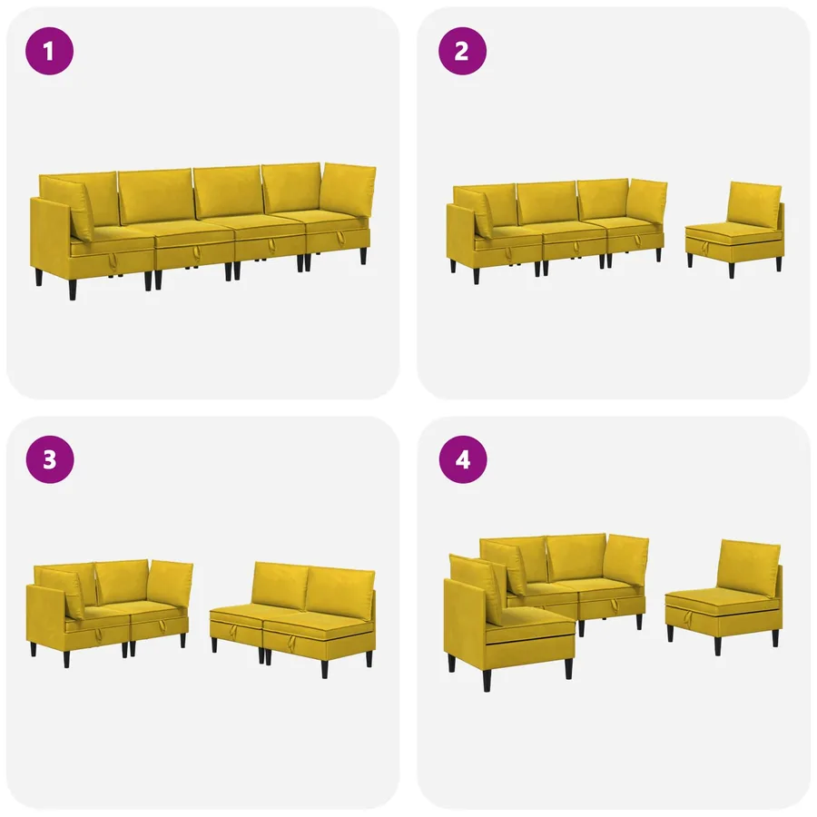 Ensemble de meubles pour le salon 4 pcs Jaune Velours - 8