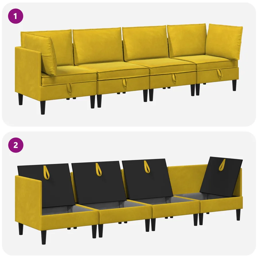 Ensemble de meubles pour le salon 4 pcs Jaune Velours - 9