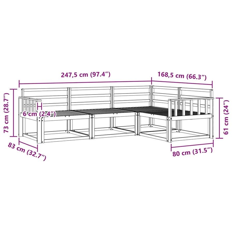 Ensemble de canapés d'extérieur 4 pcs Naturel - 7