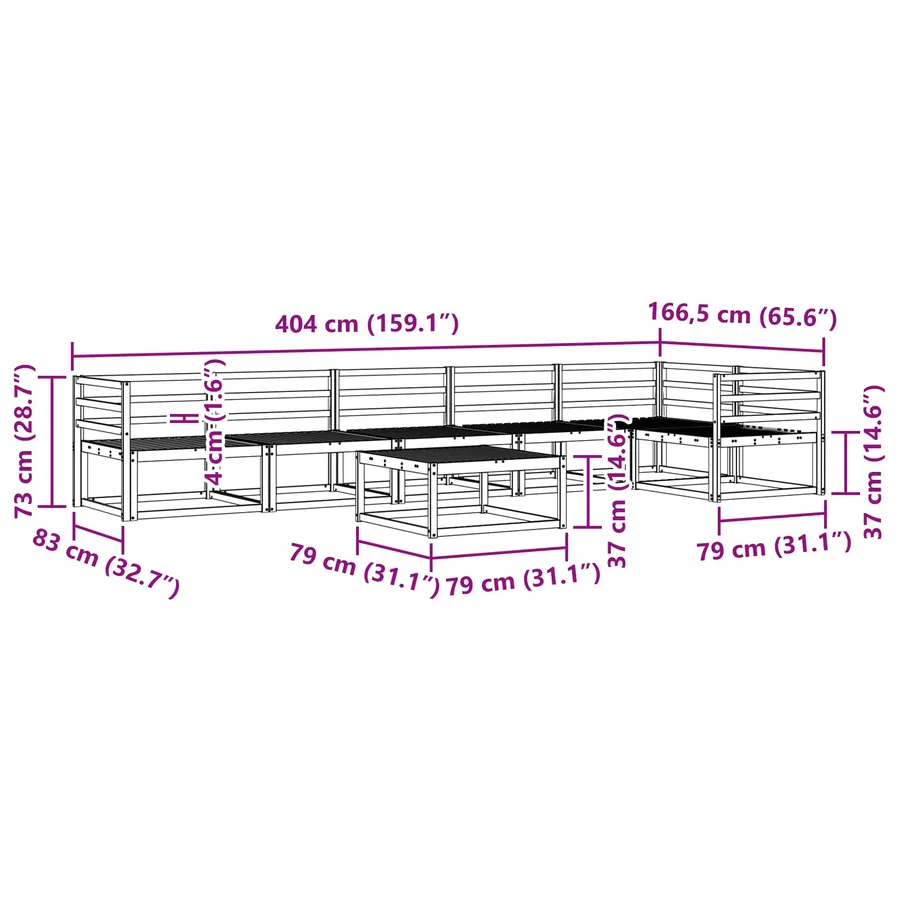 Ensemble de canapés d'extérieur 7 pcs Naturel - 10