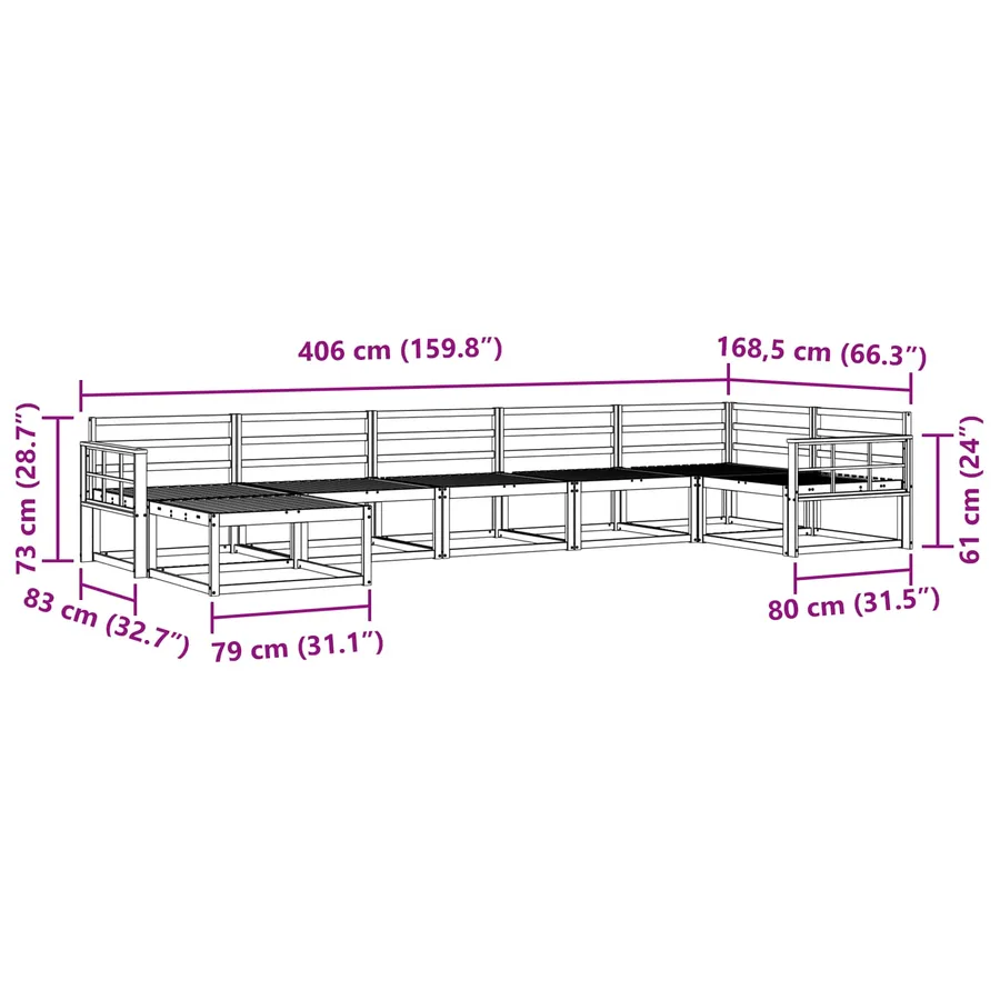 Ensemble de canapés d'extérieur 7 pcs Naturel - 8