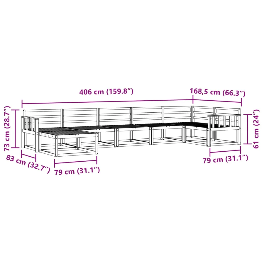 Ensemble de canapés d'extérieur 7 pcs Naturel - 8