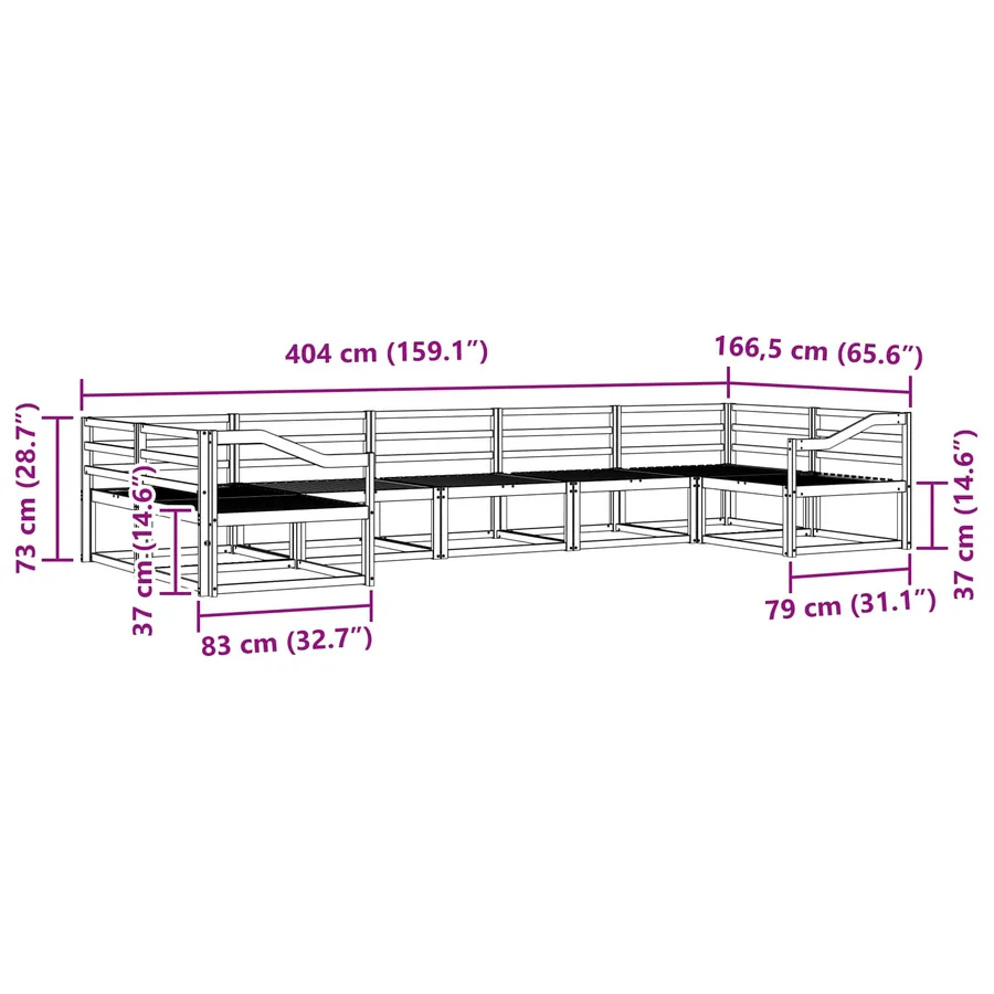 Ensemble de canapés d'extérieur 7 pcs Naturel - 8