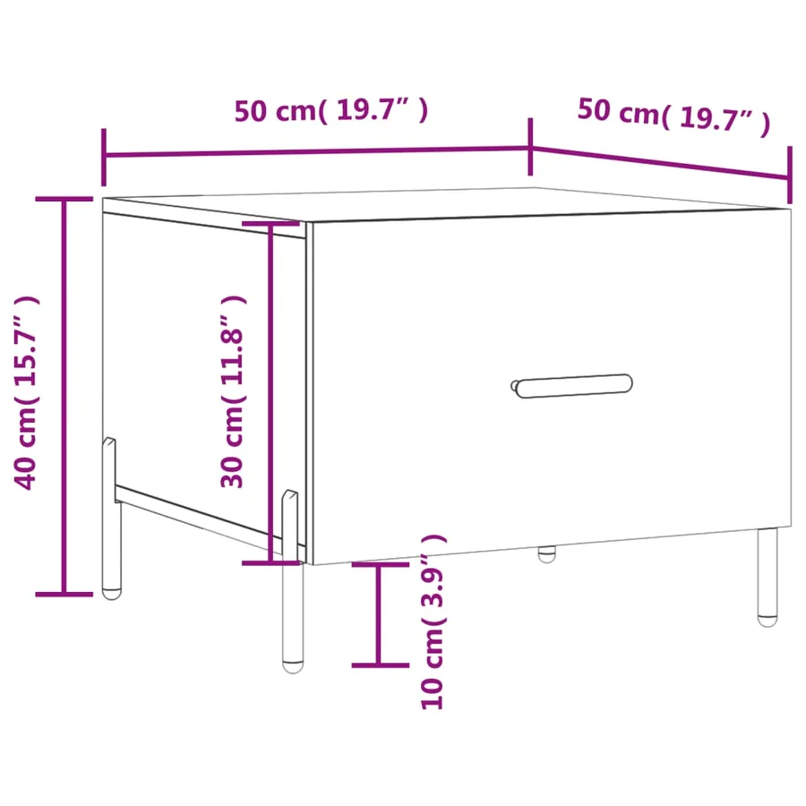 Table basse blanc brillant 50x50x40 cm bois d'ingénierie - 12