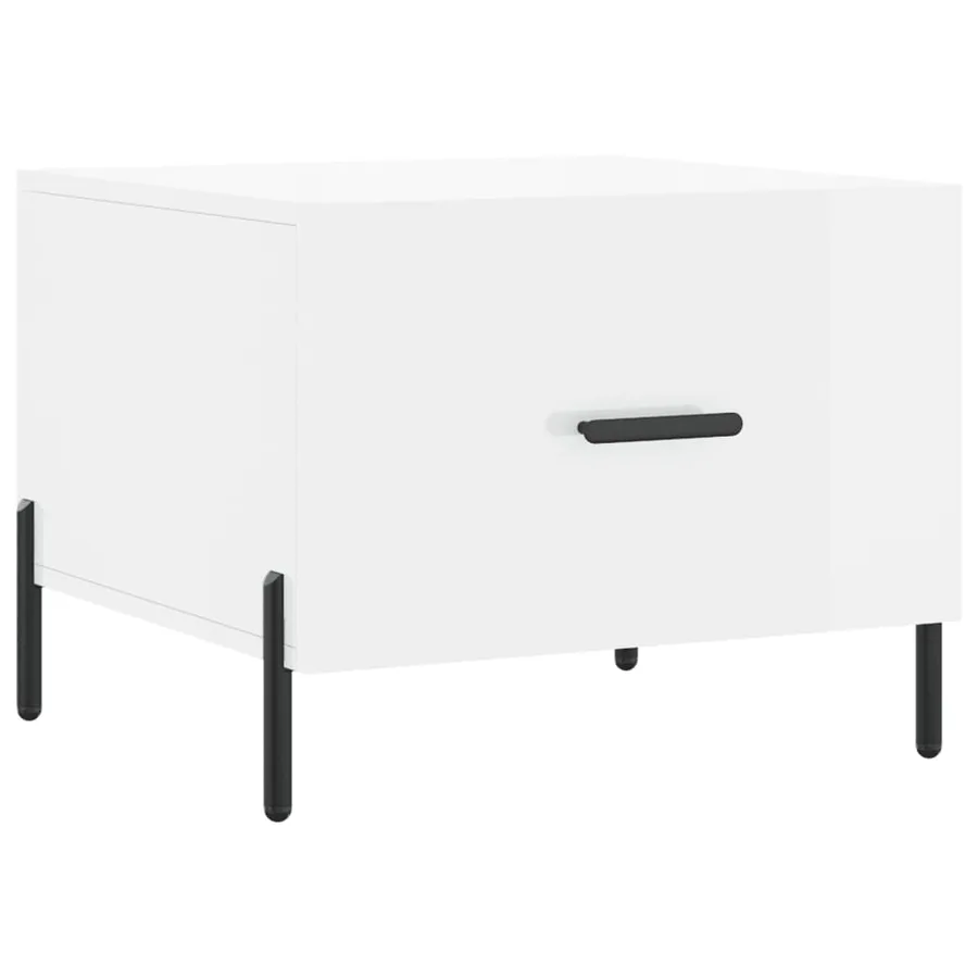 Table basse blanc brillant 50x50x40 cm bois d'ingénierie - 2