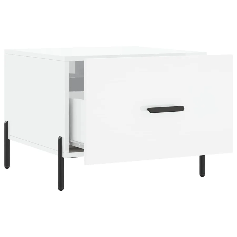 Table basse blanc brillant 50x50x40 cm bois d'ingénierie - 6