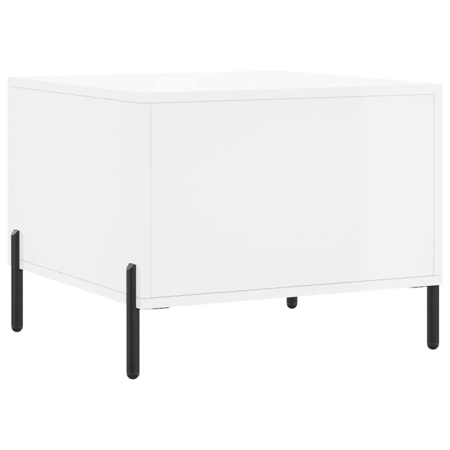 Table basse blanc brillant 50x50x40 cm bois d'ingénierie - 8