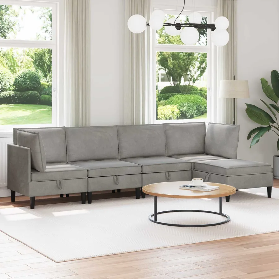 Ensemble de meubles pour le salon 5 pcs Gris clair Velours