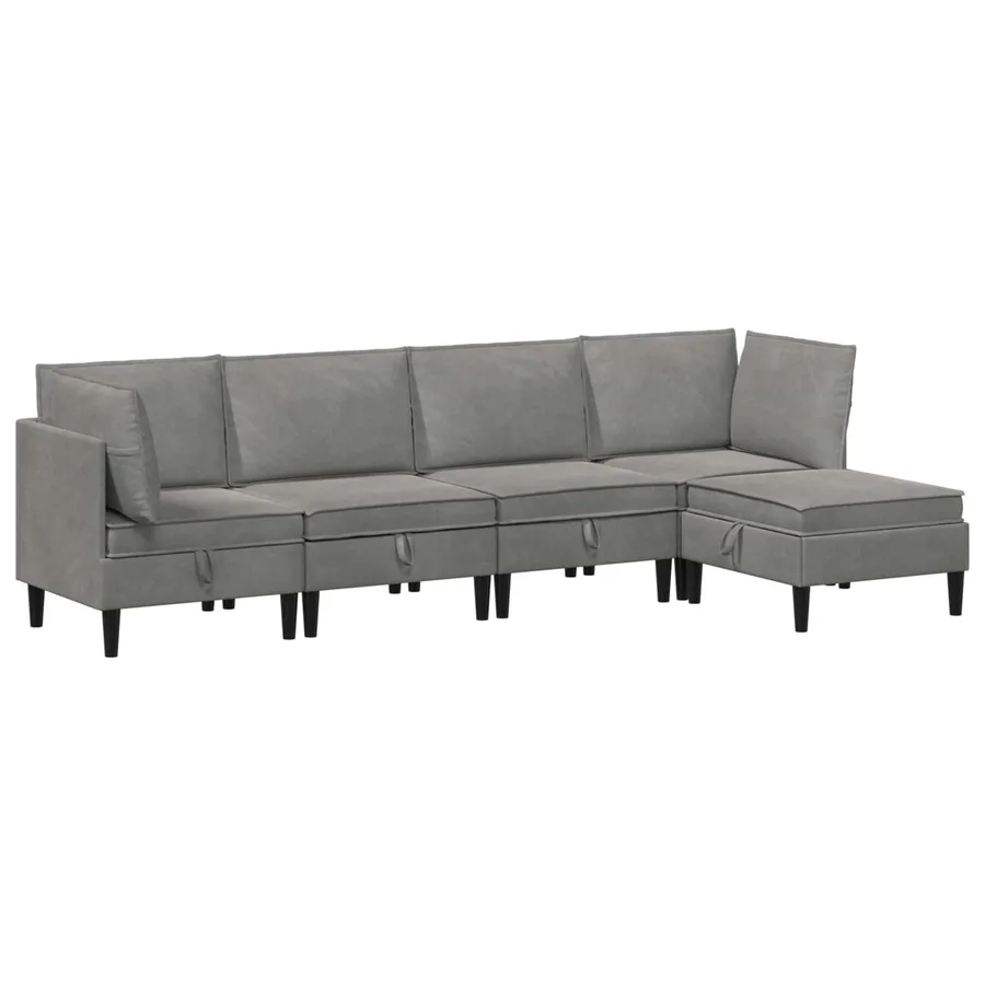 Ensemble de meubles pour le salon 5 pcs Gris clair Velours - 2