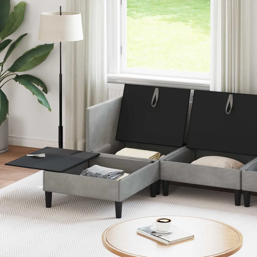 Ensemble de meubles pour le salon 5 pcs Gris clair Velours - 3
