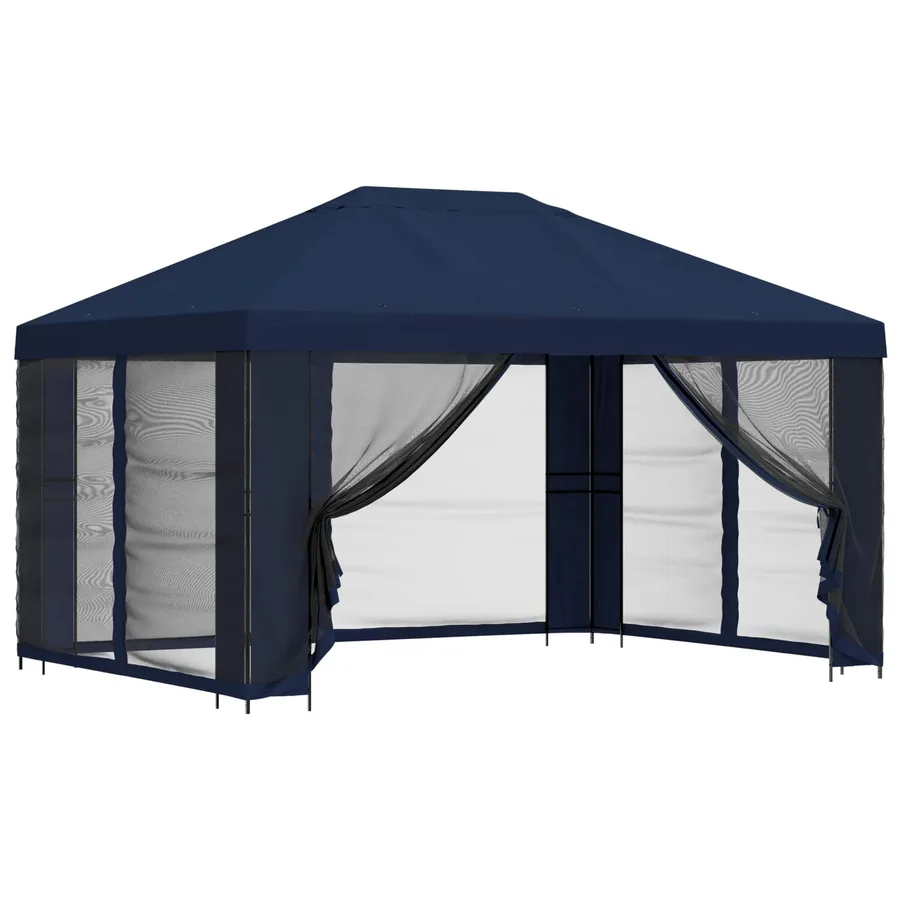 Abri de jardin avec parois 4 × 3 m Bleu Polyester et Acier - 2