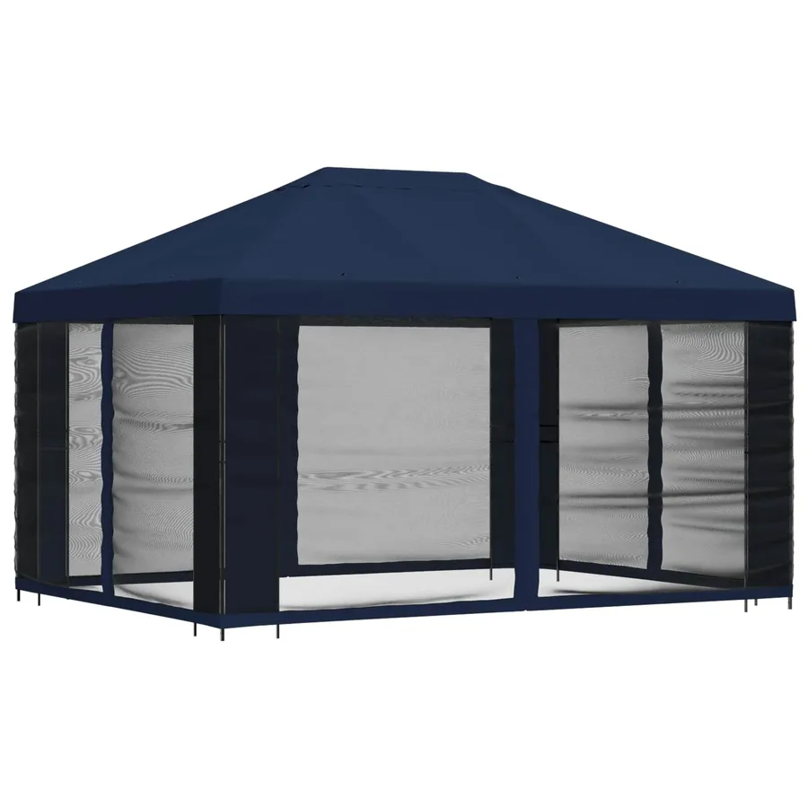 Abri de jardin avec parois 4 × 3 m Bleu Polyester et Acier - 3
