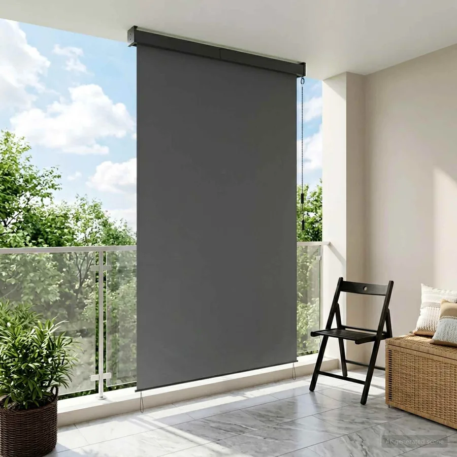 Store enrouleur Gris clair 60 x 250 cm Tissu et Aluminium
