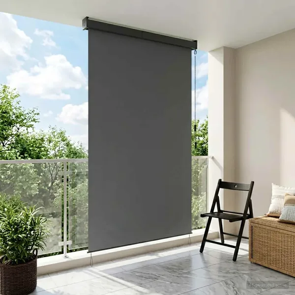 Store enrouleur Gris clair 60 x 250 cm Tissu et Aluminium