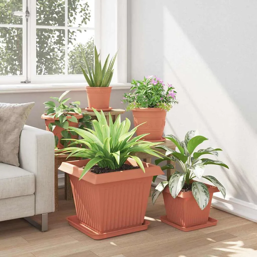 Pot de Fleurs Carré 6 pcs Rouge brique 43 x 43 x 33,5 cm - 4